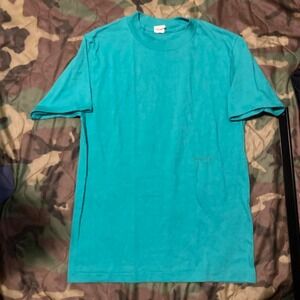 Vintage 80s Lexington 50/50 blend coral green tee single stitch size M/17